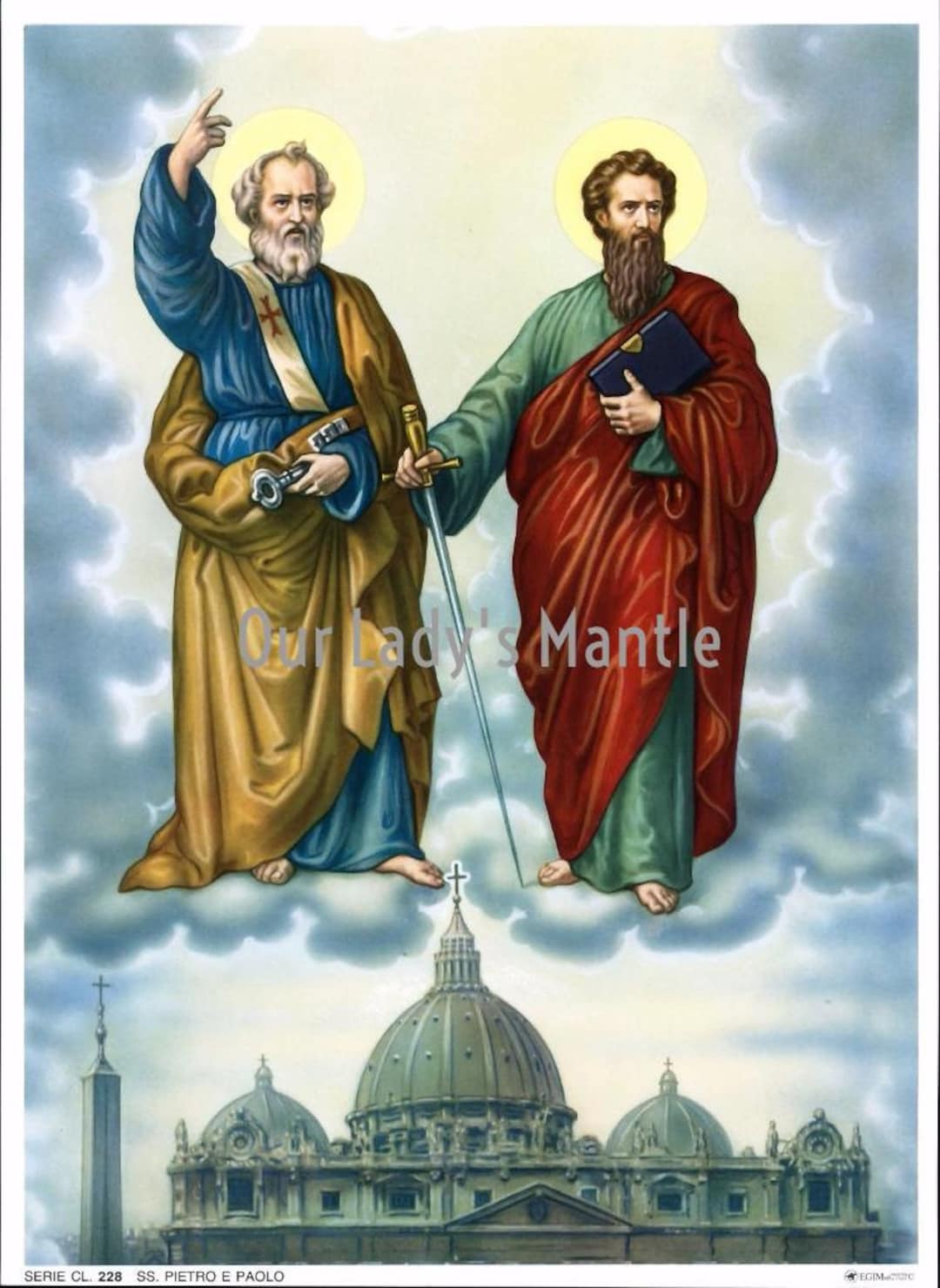 Saints Peter and Paul 7.5x10 Catholic Art Print Picture Printed in