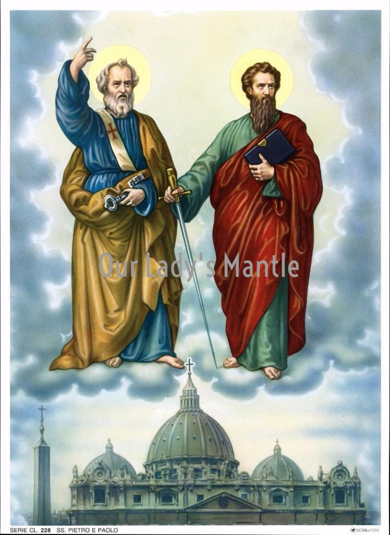 Saints Pierre et Paul 7.5x10 Catholic Art Print Picture Etsy France