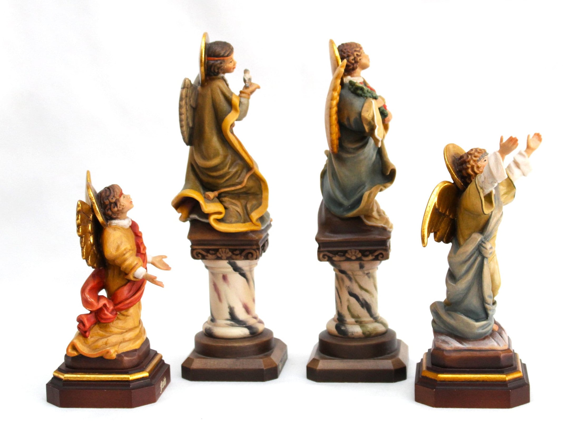 Set of 4 Excellent ANRI Charlotte Hallett Colored Angel Wood