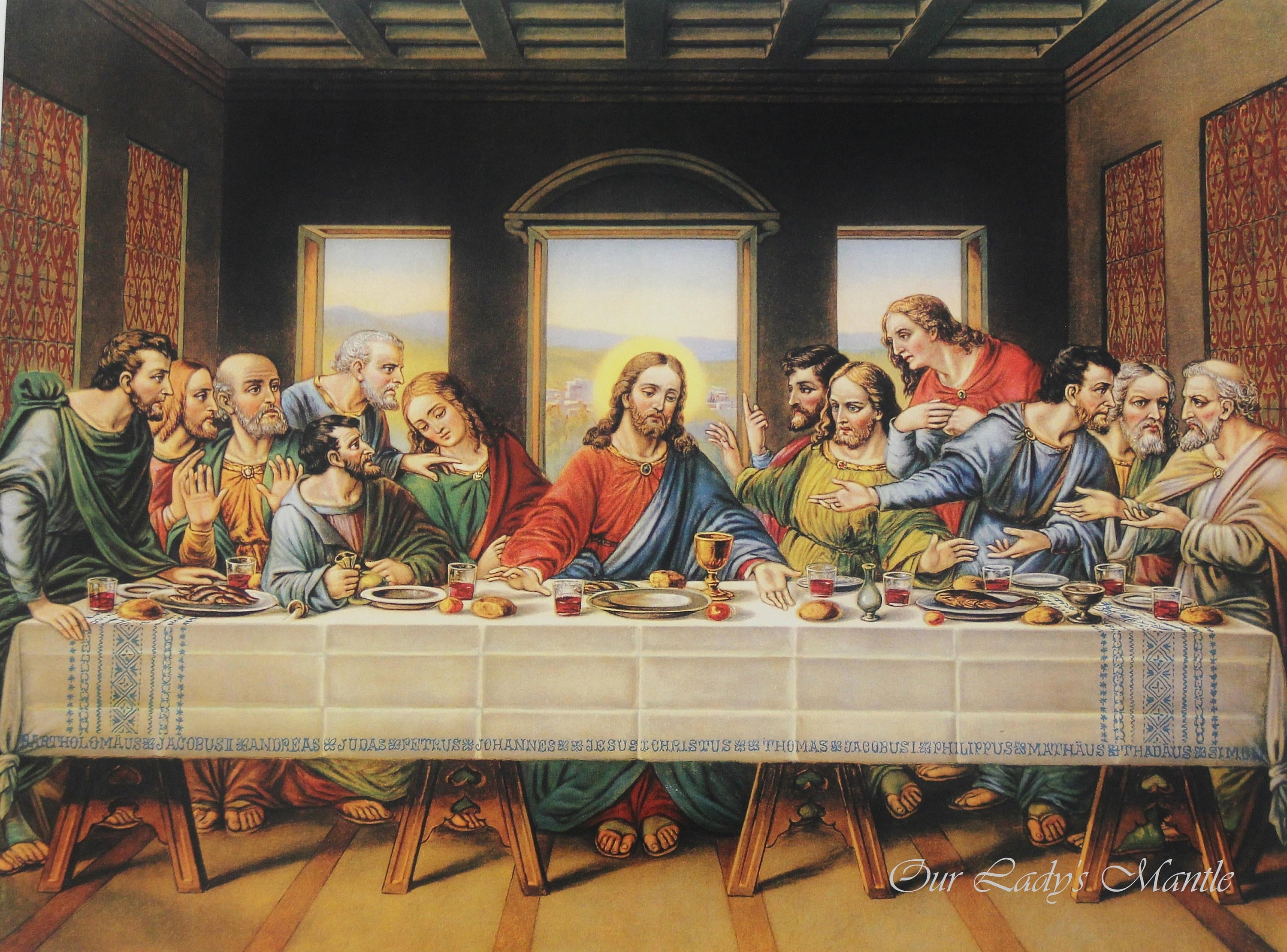 Last Supper Picture With Names Of Apostles