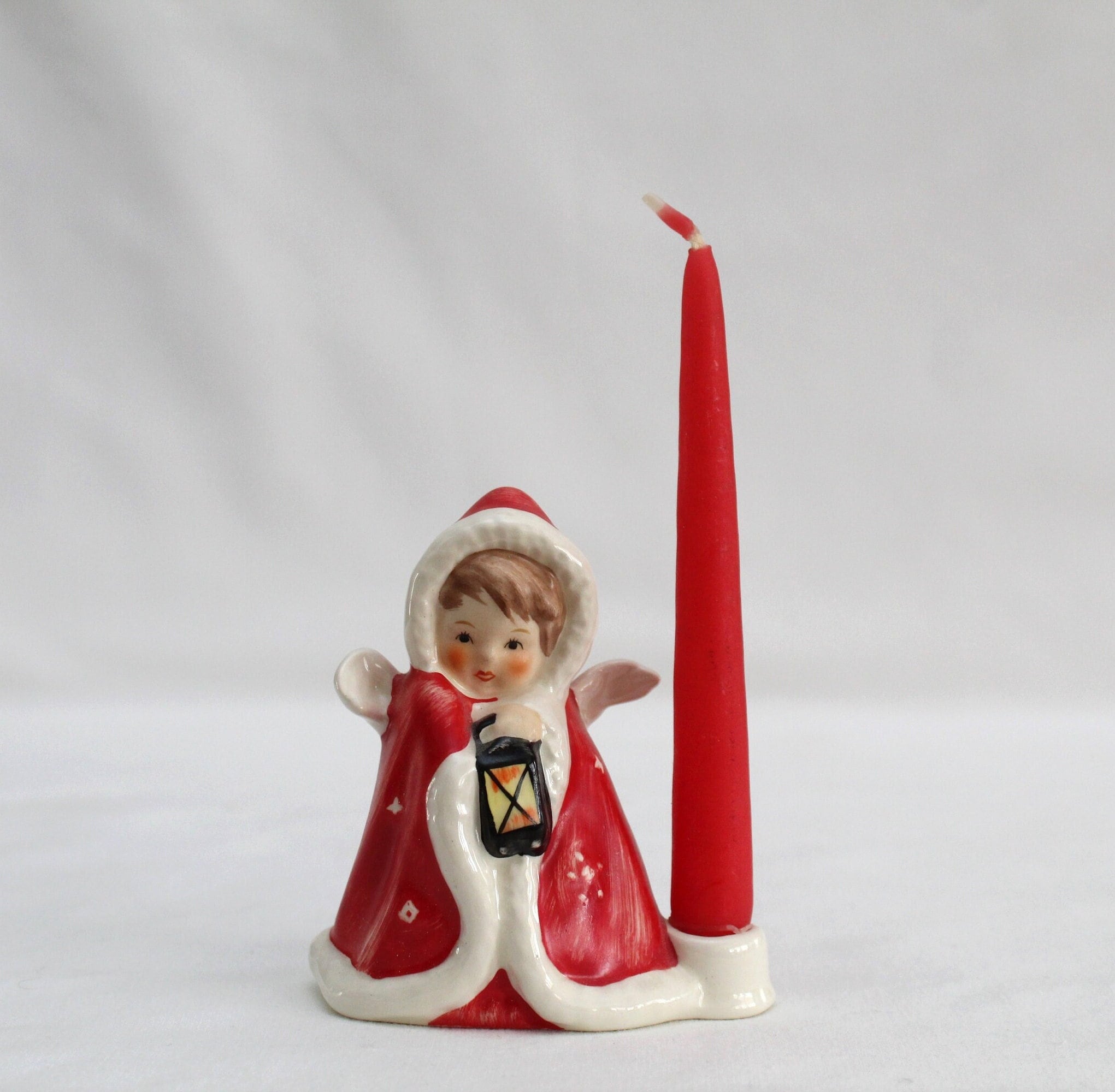 Near Mint 3-1/2 Robson Goebel Red Christmas Angel With Lantern