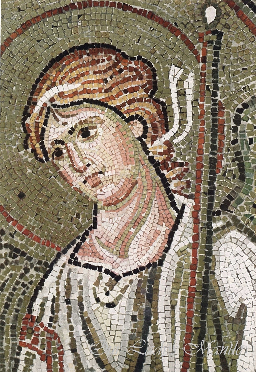 1956 Tipped-in Color Byzantine Church Mosaic Wall Painting