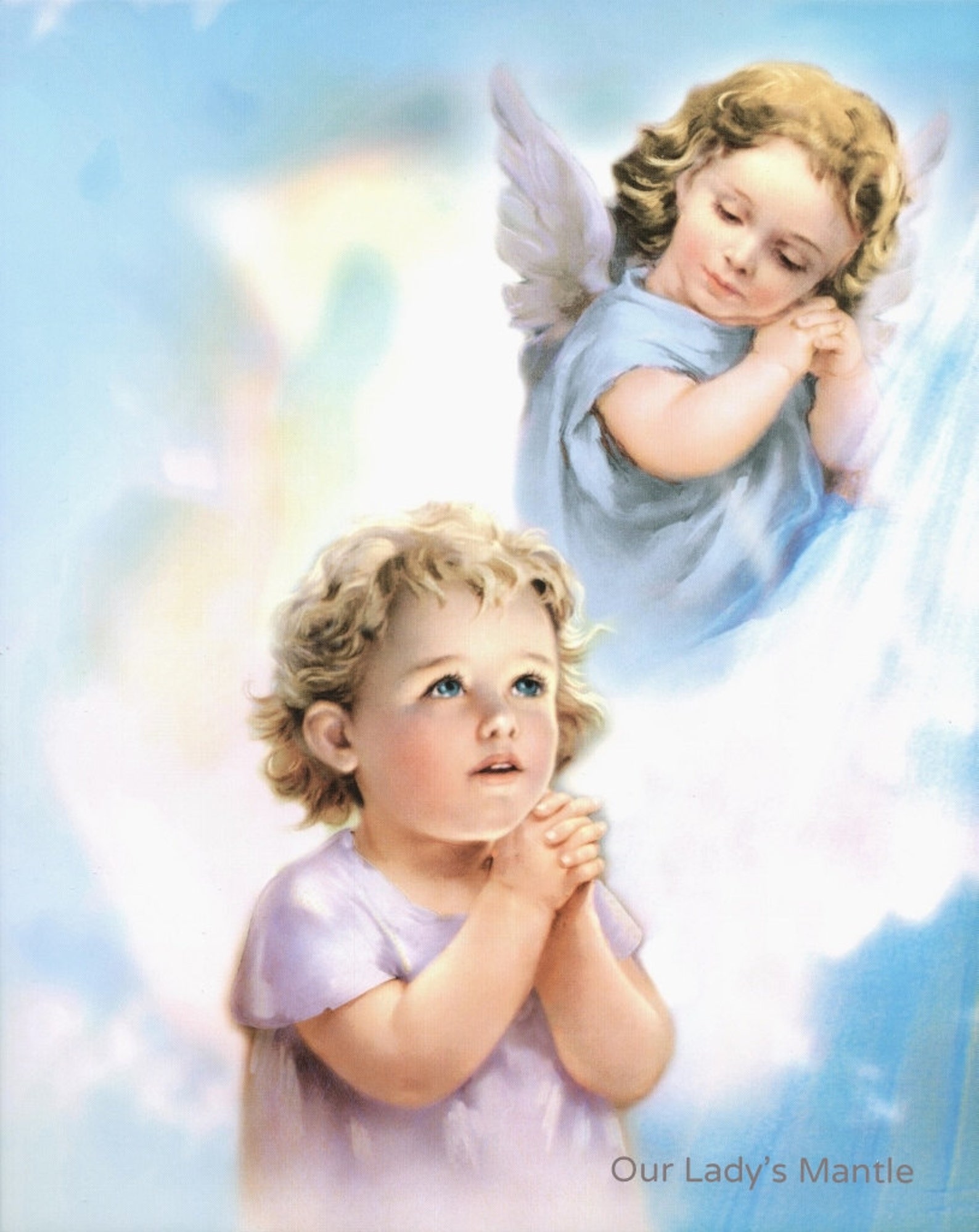 GUARDIAN ANGEL Praying With a Young Child Picture Ready to - Etsy