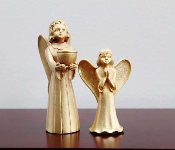 Pair of Vintage 24-karat Gold-plated Angel Candle Holders by CREED