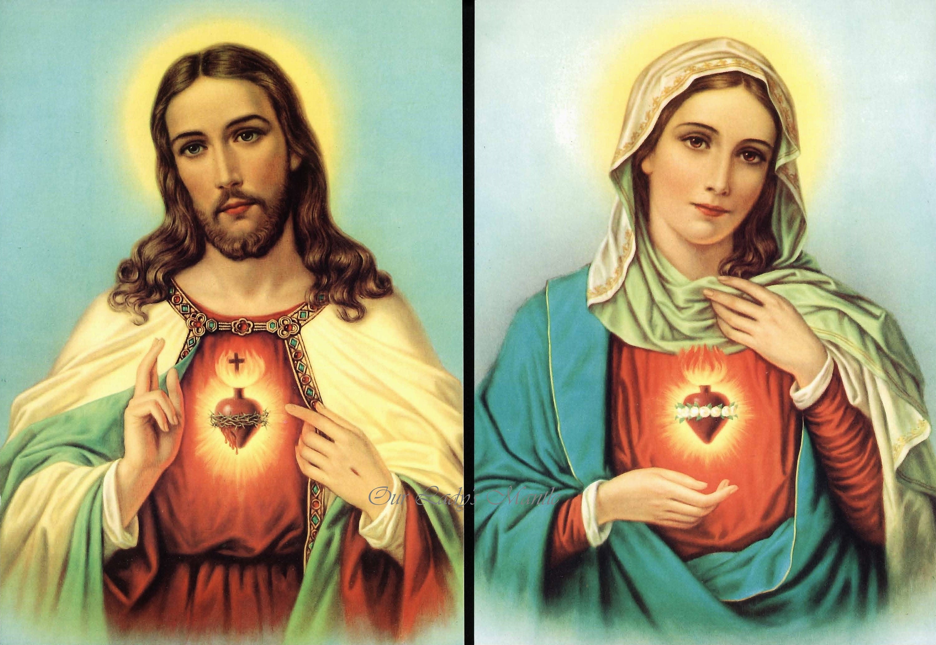 Sacred Heart of Jesus & Immaculate Heart of Mary Matched Set of