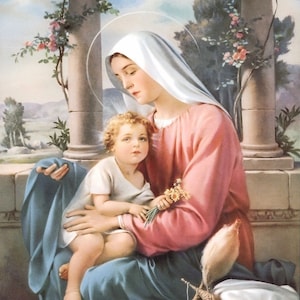 Virgin Mary and Child Jesus 8x10 Religious Art Print Picture