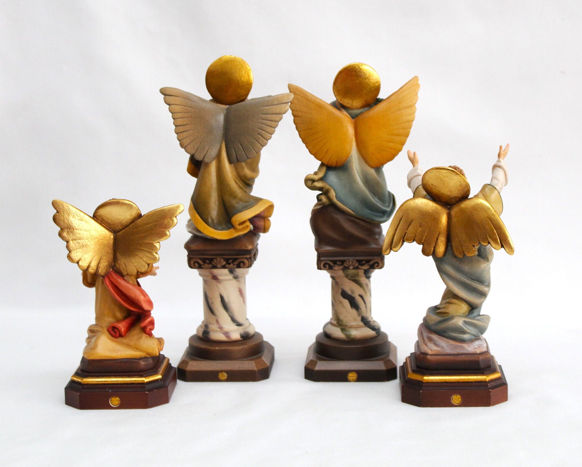 Set of 4 Excellent ANRI Charlotte Hallett Colored Angel Wood