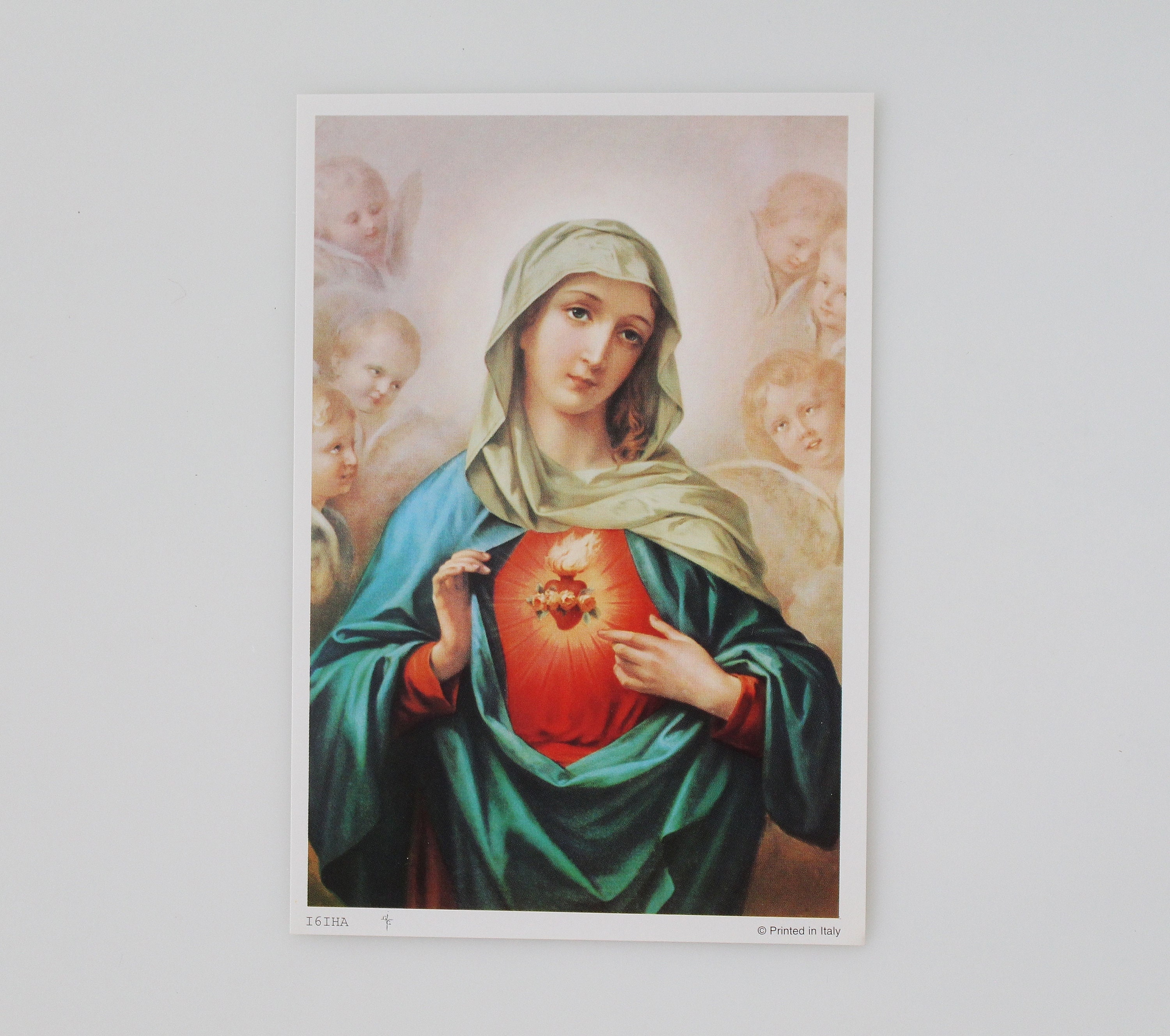 Vintage Sacred Heart art print, The Immaculate Heart of Mary, Bleeding  Sacred Heart painting, Antique Mexican folk art, Retablo, Devotional