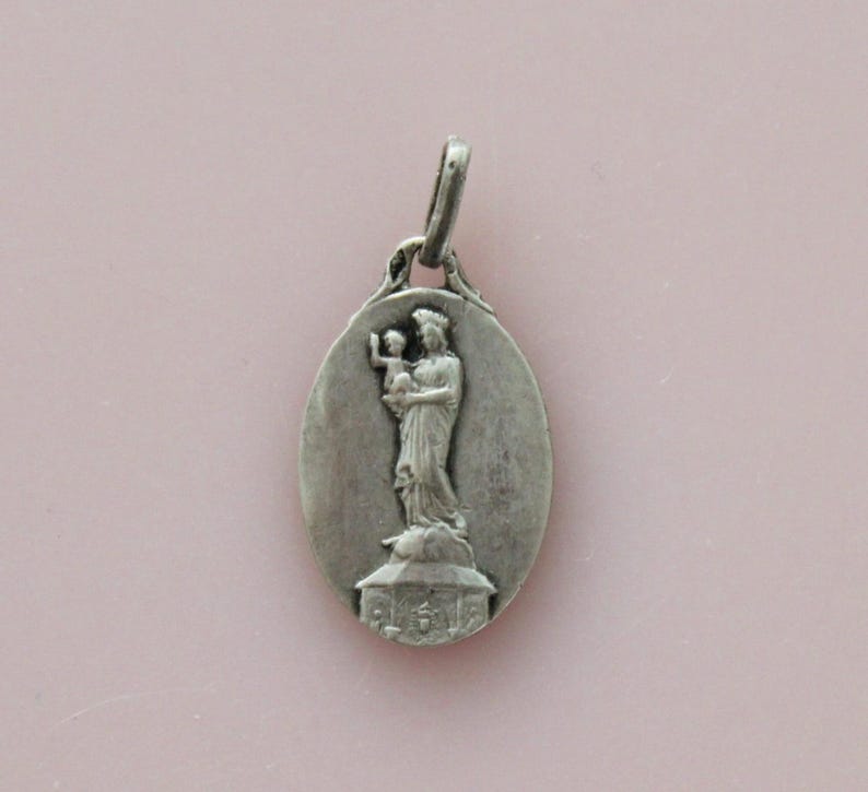 3/4" French Silver Notre Dame De France Catholic Religious Bracelet ...