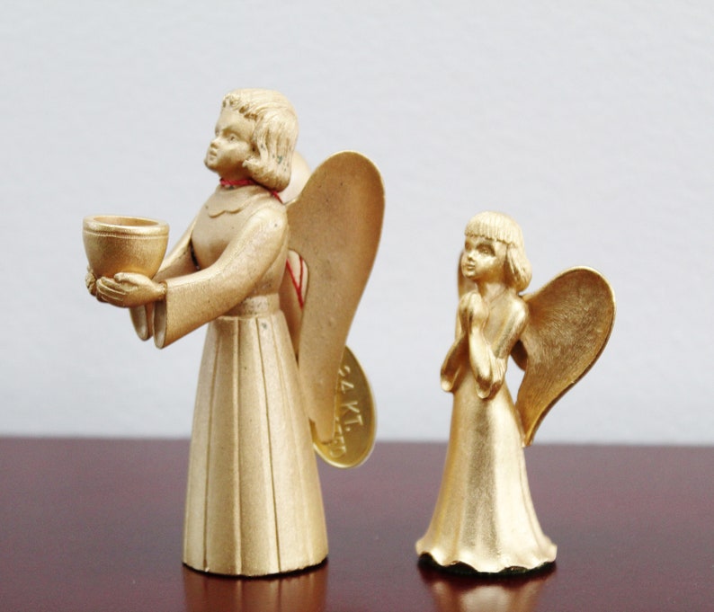 Pair of Vintage 24karat Goldplated Angel Candle Holders by Etsy
