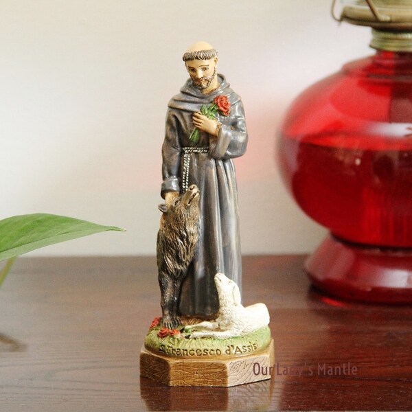6 3/4" Tall Vintage Hand Painted Statue of St. Francis of Assisi Made in Italy