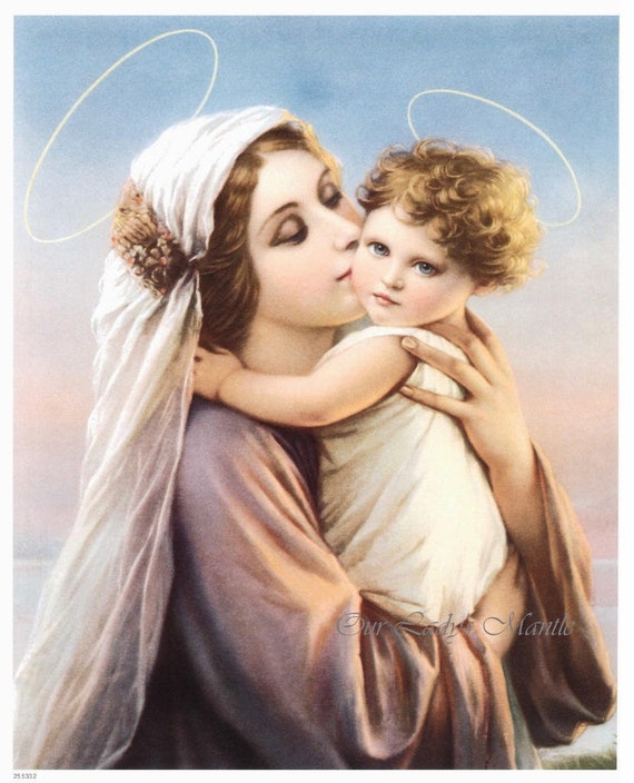 Vierge Marie Avec Lenfant Jesus Madonna Enfant 8 X 10 Art Etsy France