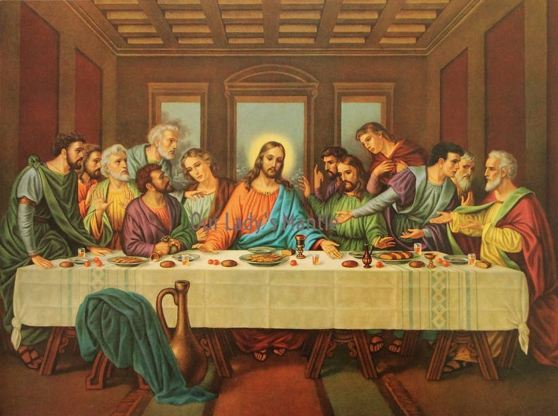 THE LAST SUPPER 16x12 Coena Domini The Lord's Supper Religious Print Picture Art Printed in Italy image 1