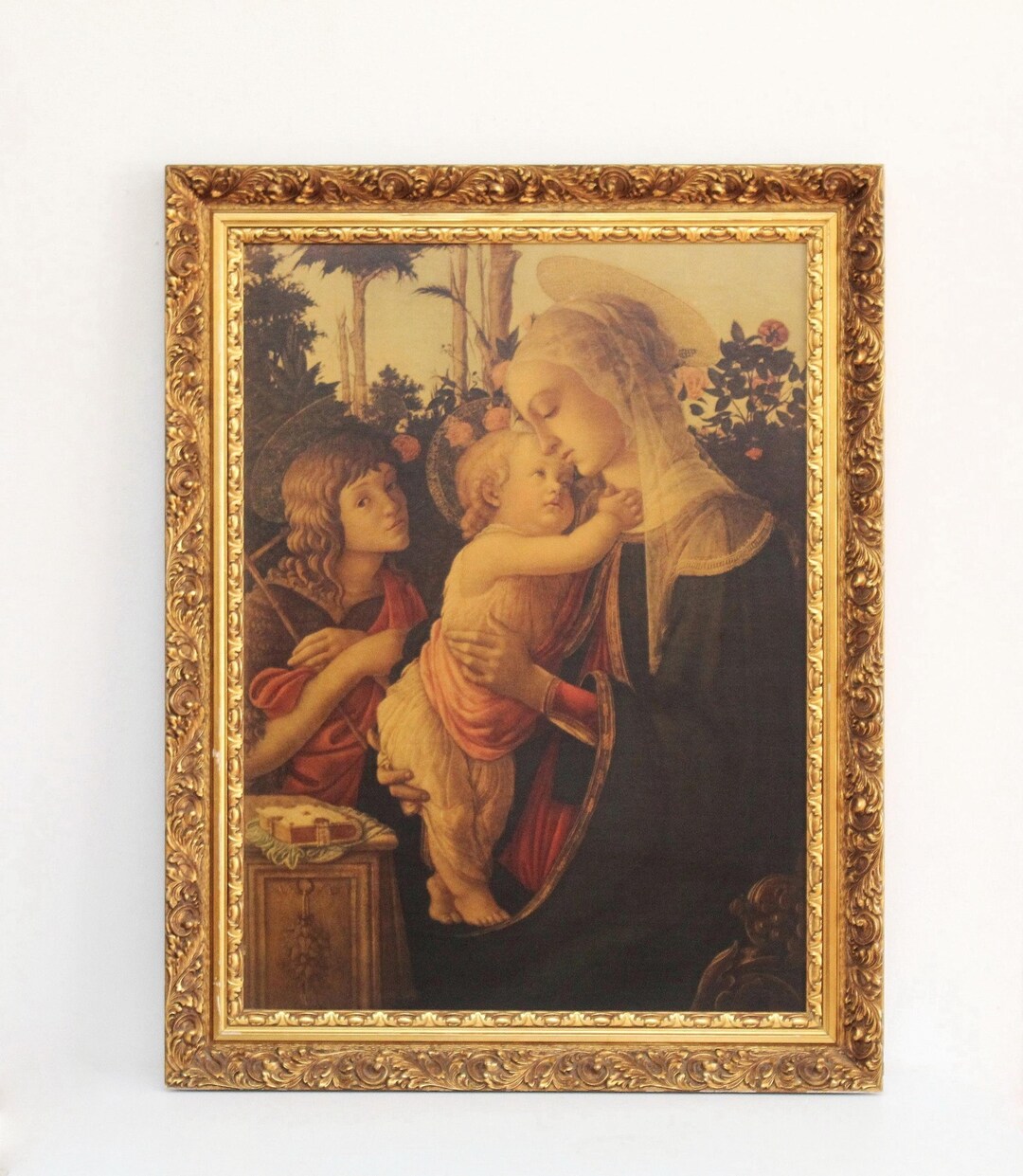 27-3/4" Framed Religious Print Wall Art Madonna and Child With the ...