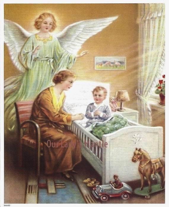 Heilige Schutzengel Holy Guardian Angel With Boy Saying Etsy