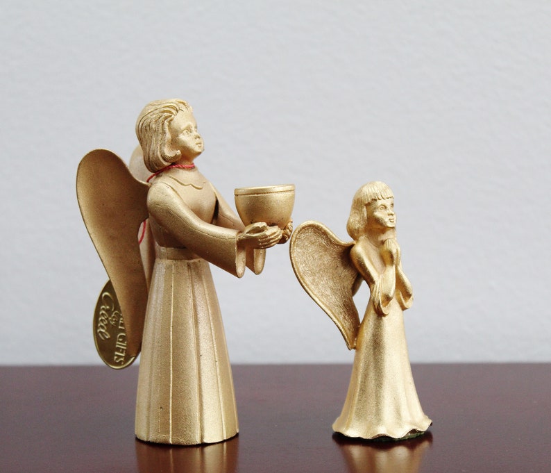 Pair of Vintage 24karat Goldplated Angel Candle Holders by Etsy