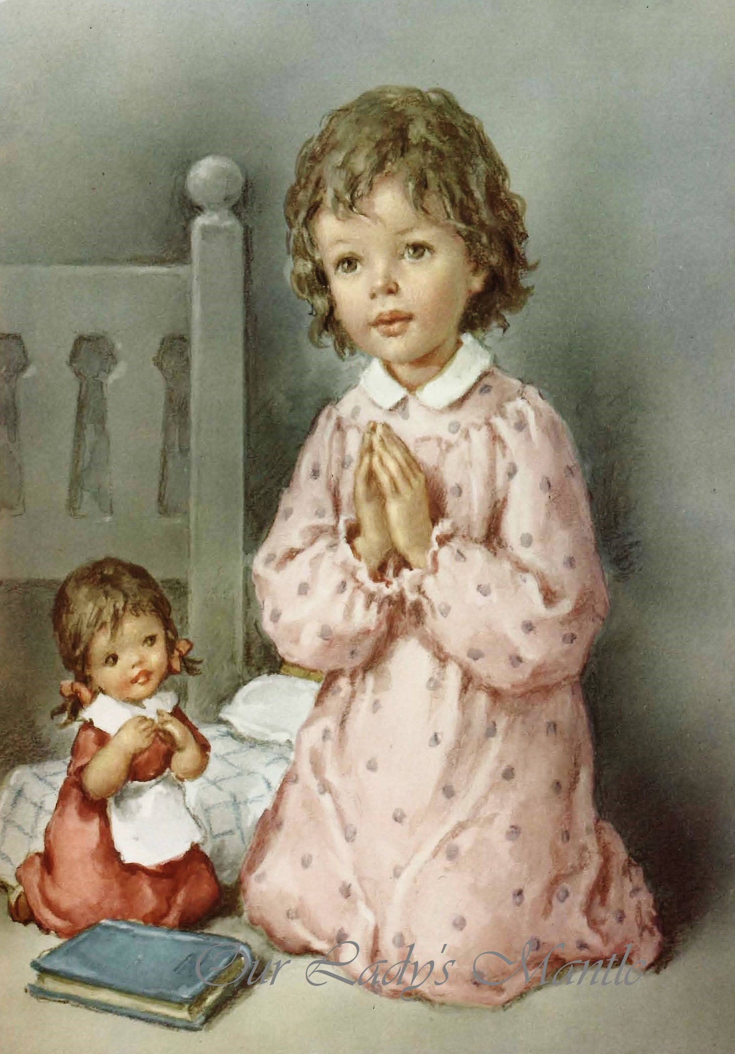 KNEELING GIRL at PRAYER ~ 6x8 Print in Mint Condition