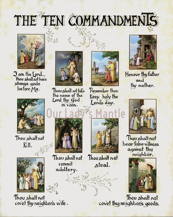 THE TEN COMMANDMENTS Print 8x10 Catholic Picture Print From Etsy