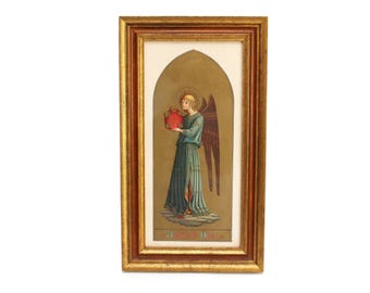 16-1/2 Wood Framed Glass Covered Lithograph Print of Fra