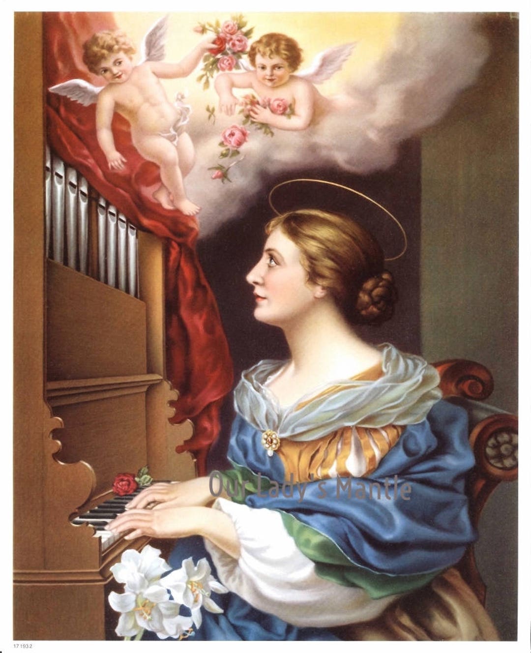 ST CECILIA, Catholic Patron Saint of Musicians Print 8x10 Religious Art