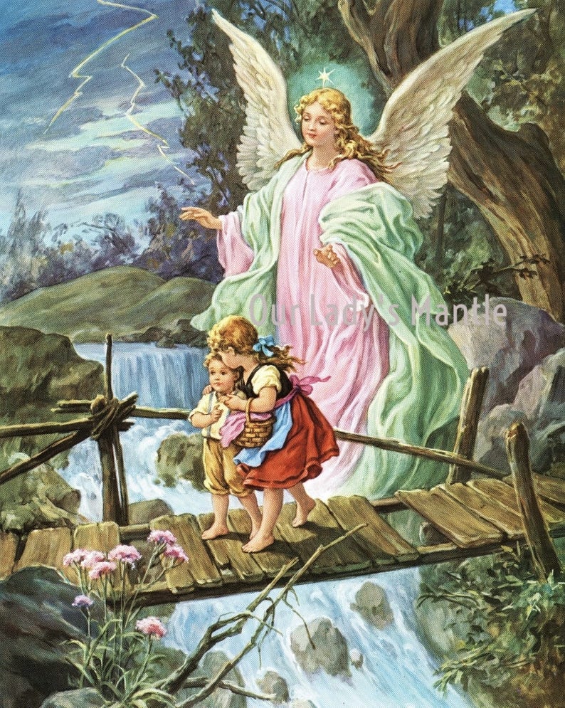 6x8 GUARDIAN ANGEL & CHILDREN Crossing Bridge Print Picture  Etsy