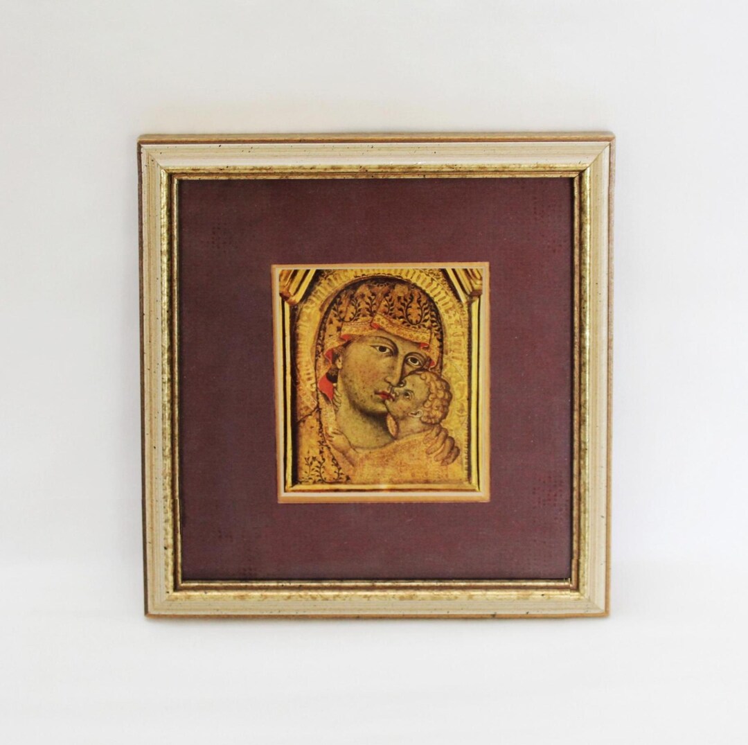 8" Framed Lithograph Art Print Madonna and Child - Etsy