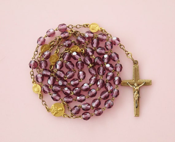 Vintage French Amethyst Glass and Gold 