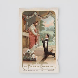 Antique Bouasse Jeune French Die Cut Holy Card &#39;Souvenir of My First Holy Communion&#39;