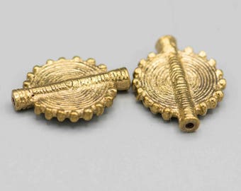 Ashanti African Brass Trade Beads 28x22mm set of 2 SKU-PEN-50