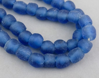 10mm sea glass beads from Ghana 2mm drilled hole irregular round shape 53 beads,