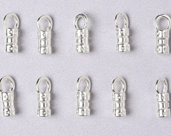 6 or BULK 30 Sets of Silver Plated Crimp Ends for 4mm to 4.5mm Cord with 12mm Lobster Clasps