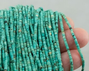 3MM TURQUOISE GEMSTONE PASTEL BLUE ROUND TUBE HEISHI LOOSE BEADS 12/"