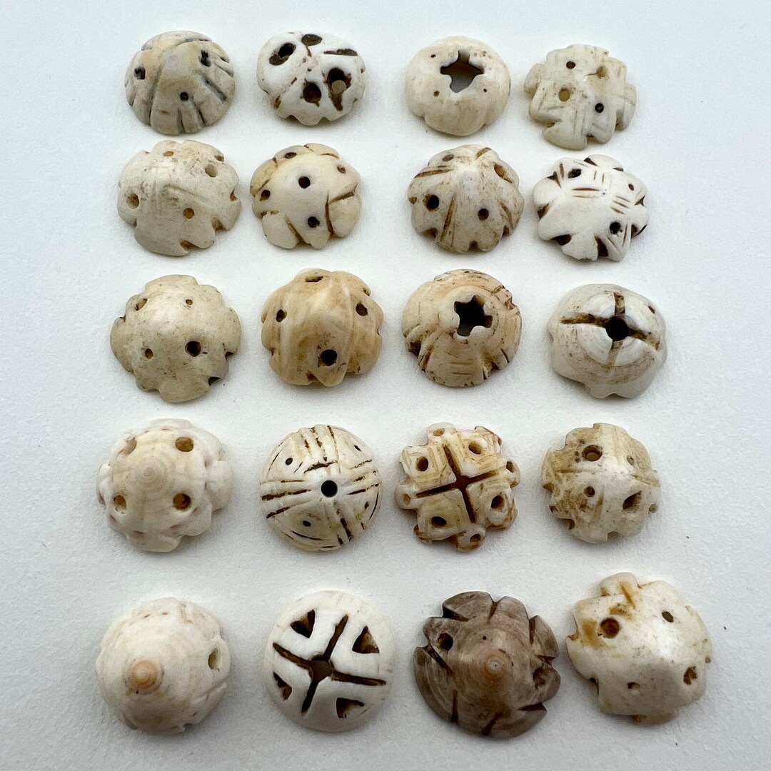 Antique Carved Shell Bead Pendants. Mauritania Shell Trade Beads. TB ...