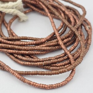 Solid Copper Handmade Beads from Thailand. Pure Copper Ridged Large Hole Tube Beads. MB-354