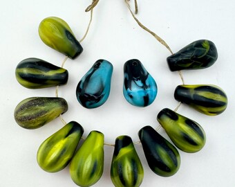 Perles De Verre Noires Style 'Skunk' Vénitien - Œil De Mille Points - Fabriqué Au Népal