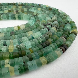 Ancient 4mm Roman Glass Heishi Beads. Blue Green Roman Era Glass beads. ROM-4
