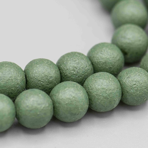 54 Matte Suede Bluegrass Glass Beads 8mm with 1mm hole Jewelry Supply SKU GLM-17