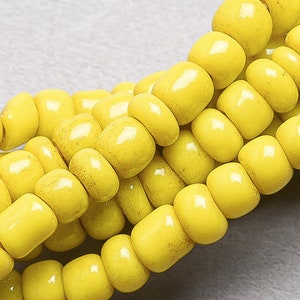 African Ghana Yellow Glass Seed Beads. SB-51