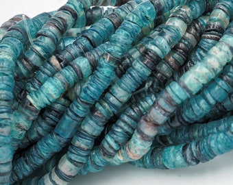 400 Shell Heishi Beads. 5mm Denim Blue smooth shell beads. Shell-80