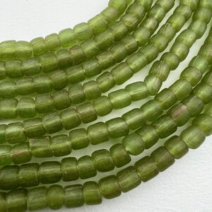 Java Tradewind Beads.  Small Matte Medium  Green Colored Glass Java Beads. GLS-136