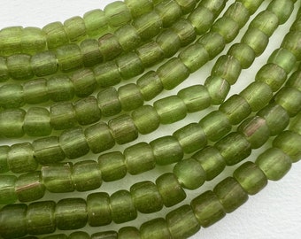 Java Tradewind Beads.  Small Matte Medium  Green Colored Glass Java Beads. GLS-136