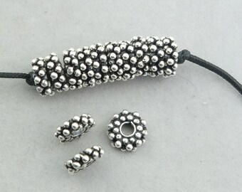 Metal Spacers Large Hole Beads Silver Beads Silver Spacers Antique Silver  Metal Beads Drum Beads 20pcs 934 