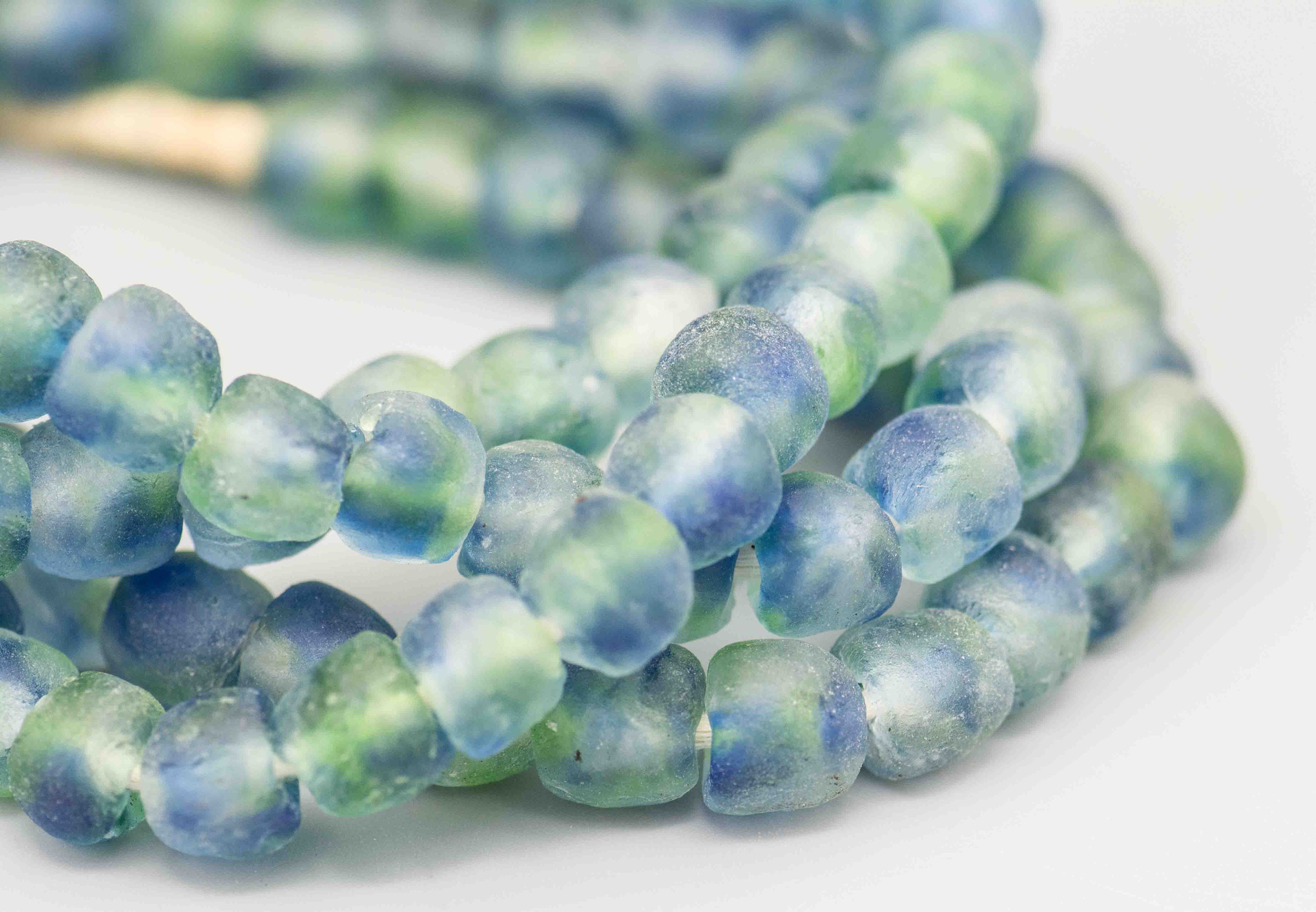 African Recycled Glass Beads Blue Green Sea Glass Beads Etsy
