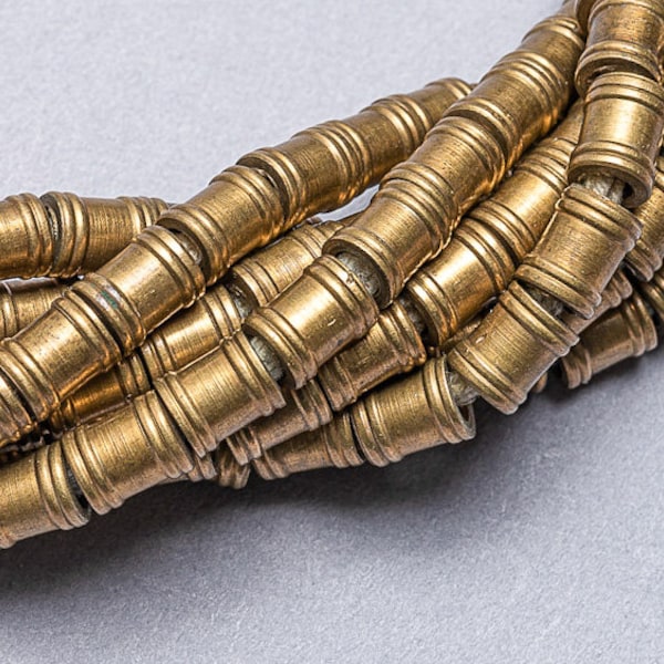 120 Brass Barrel beads. 5mm Brass Tube. MB-267