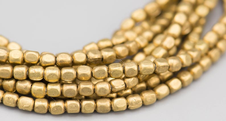 Rounded Rectangular 2.5x3mm Golden Brass Spacer Metal Beads 200 on 24 Strand SKU-MB-4-B image 1