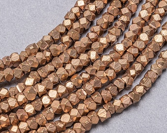 220 diamond cut Brass Beads. Faceted 2 to 2.5mm Brass Metal Beads MB-53-B