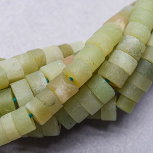 150 Jade Serpentine Gemstone Beads. 4mm Green Jade Heishi Cylinder Bead. GM-393