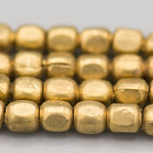 Rounded Rectangular 2.5x3mm Golden Brass Spacer Metal Beads 200 on 24 Strand SKU-MB-4-B image 2