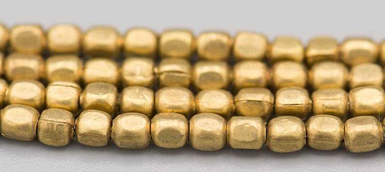 Rounded Rectangular 2.5x3mm Golden Brass Spacer Metal Beads 200 on 24 Strand SKU-MB-4-B image 2