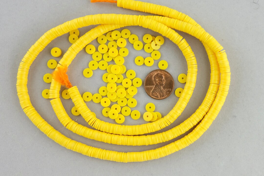 Vinyl Disc Beads. 6mm Bright Yellow African Phono Record Etsy